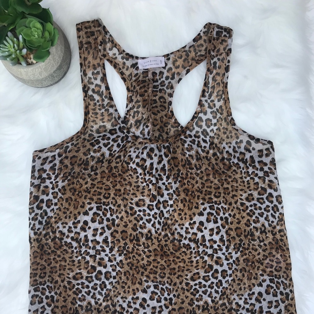 Love Tree Animal Print Ruffle Tank (L) - EUC